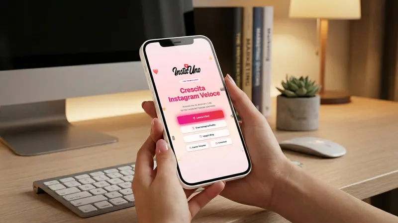 Telefono su una scrivania con il sito InstaUno